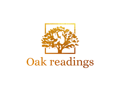 Oak Readings Logo Design badge book children creative concept gold hidden message kids logo monochrome negative space oak tree