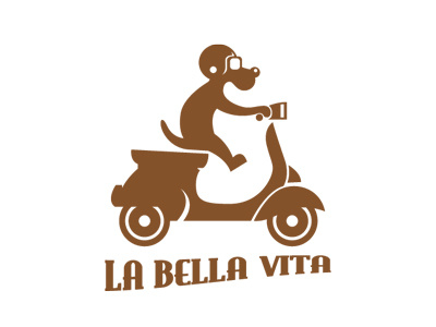 La Bella Vita bike brown dog funny life nice race simple vespa