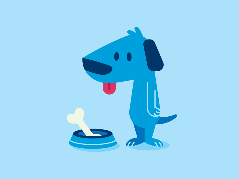 Dogs are Greedy animal character animation blue bone cartoon cute dog food funny gif hungry illustration