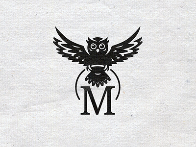 Monogram Owl Logo black white flat ink lettering logo logo template monochrome monogram night owl silhouette wise