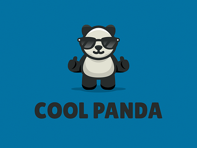 Cool Panda animal cartoon character cool cute face funny logo mascot panda simple sunglasses