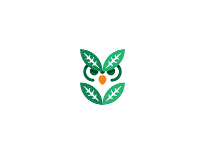 Nest Leaf - Owl Logo Design bio eco flat game green icon leaf logo nest owl simple tree
