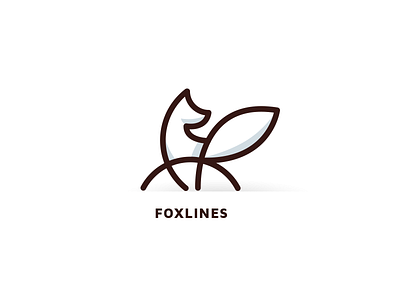 Fox Lines variant animal brand branding cartoon character creative cute flat fox icon illustration logo mark mascot minimal monoline shape simple vector white