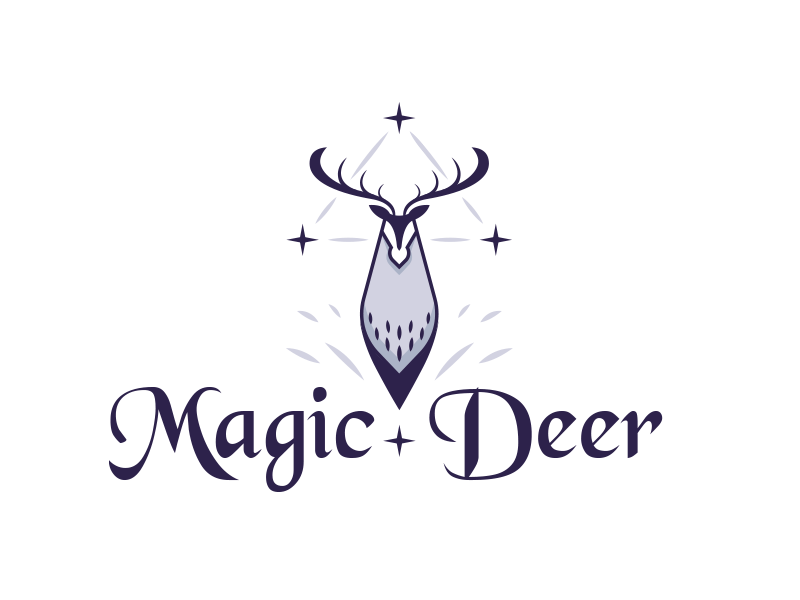 Magic Deer logo variants animal deer fantasy gif horn illustration logo magic mystic stag stars symbol