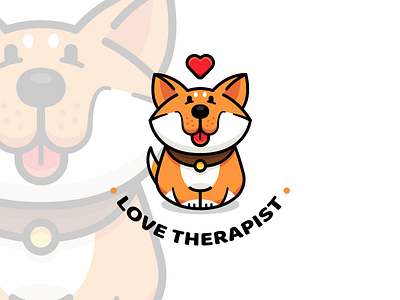 Love Therapist animal cartoon chubby corgi creative cute design dog flat friend friendly funny funny fun icon illustration logo love mascot orange outline pet