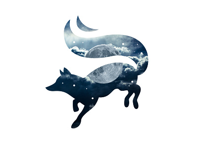 Moon Fox II animal branding creative design fantasy flat fox illustration illustrative illustration logo logo mark brand magic mascot moon night silhouette sky symbol symbol design vector