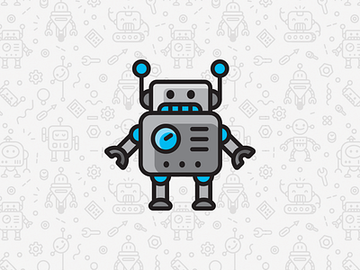 Cute Robot Mascot android cartoon cute droid flat funny icon logo machine mascot outline robot