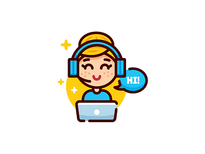 Little Helper cartoon character cute flat funny girl help icon logo mascot sweet web