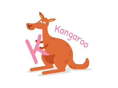 Animal Alphabet - Kangaroo alphabet animal character australia children kids cute flat funny illustration kangaroo mascot mom orange