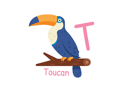 Animal Alphabet - Toucan alphabet animal bird children kids flat funny illustration jungle letter mascot toucan wood