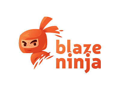 Blaze Ninja logo app cartoon character creative design face fire flame flat game icon illustration logo logo brand mark mark mascot ninja orange sticker warrior web