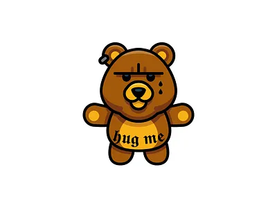 Gangsta Bear - the gangster bear animal bear cartoon character cute design flat funny gang gangster hug icon illustration logo mascot outline peluche sticker sweet tattoo vector