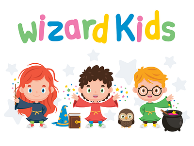 Wizard Kids clipart cute fantasy funny harry potter hogwarts illustration kids magic owl school wizard
