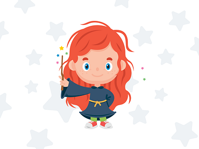 Wizard Children - Girl children kid cute fantasy flat girl illustration magic mascot red hair sorceress sweet wizard