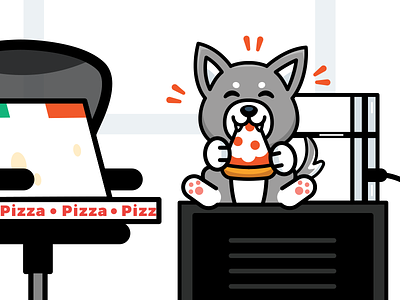 Wolf eat Pizza - Illustration cute emoji flat food funny game illustration outline pizza sticker twitch wolf