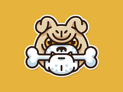 Bulldog face angry bone bulldog cartoon cute dog face funny illustration logo brand mark outline sticker