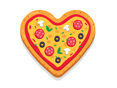Pizza Love cartoon cheese creative design flat food funny heart icon illustration italy logo love mushroom olive pizza recipe simple sticker tasty