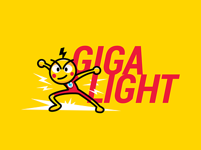 Gigalight logo Mascot cartoon cloud service e commerce flat funny hosting services logo marketing platform mascot speed superhero thunder