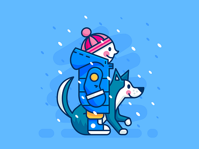 Winter - Kid and Dog Friends