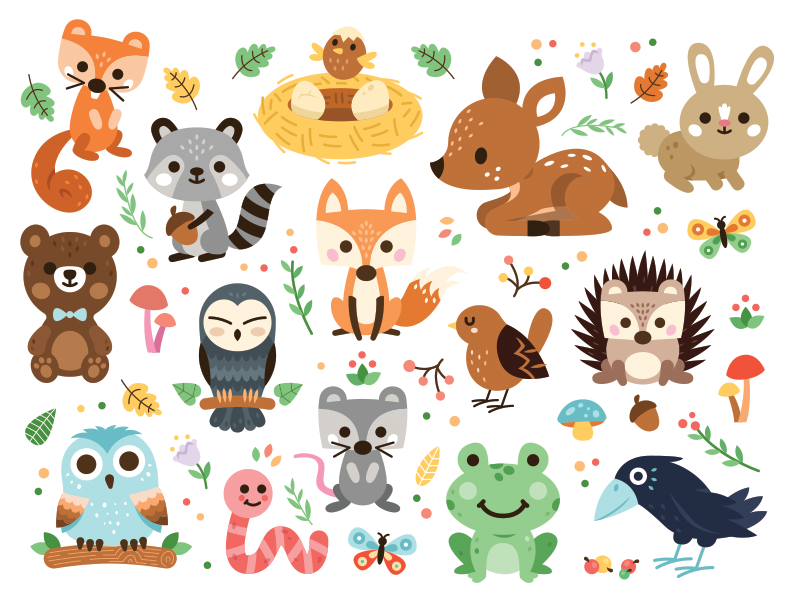 Woodland Animals by Manu on Dribbble