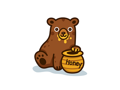Honey Bear bear cartoon cute forest gluttonous honey logo brand mark mascot outline sweet teddy bear woodland