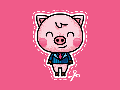 Business Cute Pig Clipart animal children kid clipart cute illustration logo brand mark mascot outline pig pink scrapbook scrapbooking sweet
