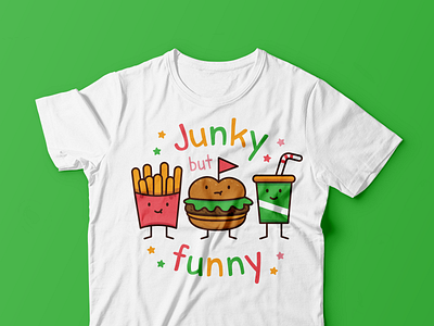 Junky But Funny burger cartoon characters chips drink fast food funny illustration junk food mascot print t shirt