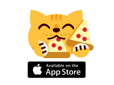 Chubby Cat Emoji animal app cute emoticon emoji flat funny illustration kitty cat mascot pizza sweet yellow