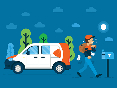 tussendoor.nl - Illustration 15 cartoon character contact us flat illustration landing page mail mascot netherlands postal post postman van