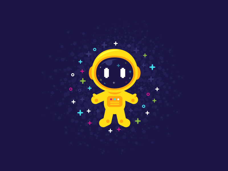 Little Astronaut astronaut cartoon character flat fun funny gif happy illustration mascot space galaxy yellow