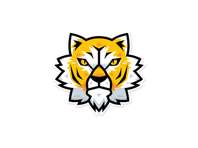 Tiger Logo animal cartoon head illustration jungle logo mark brand mascot outline sport sticker strong tiger