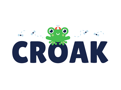 Croak - Frog logo animal children flat frog froggy funny fun green hat illustration logo brand mark mascot pond toad
