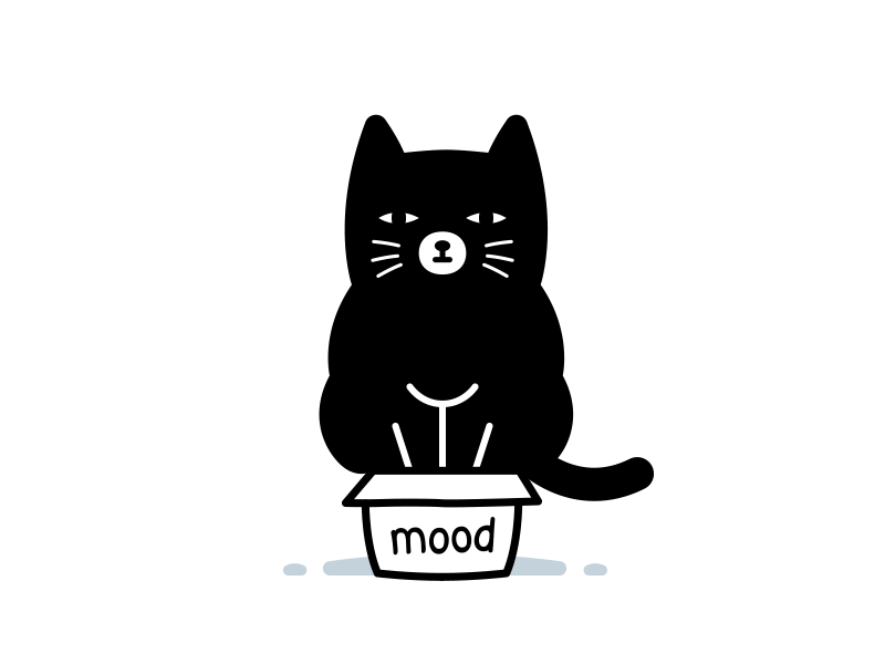 Mood Cat animation black and white cat kitty cute flat fun funny gif grumpy cat kawaii minimal mood sweet