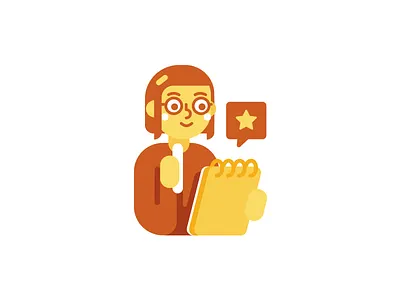 Copywriter icon character character copywriter cute flat funny geek nerd girl icon illustration job mascot yellow