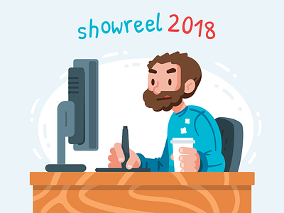 Video Animation Showreel 2018 2018 animation beard man cartoon character coffee creative cute design face flat funny gif icon illustration logo mascot showreel simple video