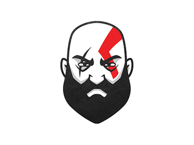 Kratos - God of War beard cartoon character creative design face flat game god god of war icon iconic illustration kratos mascot minimal spartan tribute videogame war