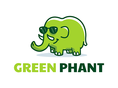 Green Phant - Elephant logo animal bio biologic cartoon cool elephant environment flat fun funny funny green illustration logo logo brand mark mascot