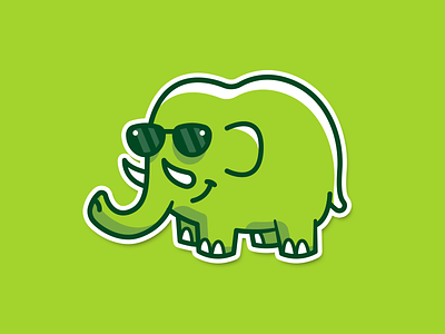Green Phant animal cartoon clean energy elephant flat fun funny green illustration logo brand mark outline sticker sunglasses