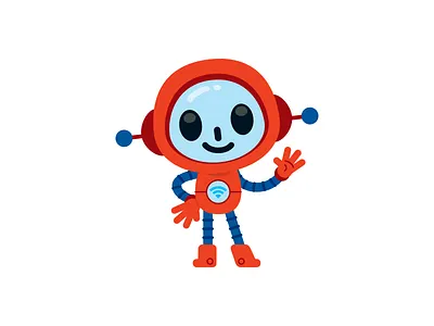 Cute and Funny Robot Mascot cartoon character creative cute design emoji flat friendly fun funny funny icon illustration logo mascot red robot sticker sweet tech technology wifi