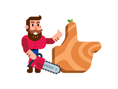 Like Icon - Real Man Woodcutter beard carpenter cartoon creative flat fun funny icon illustration like saw wood woodcutter