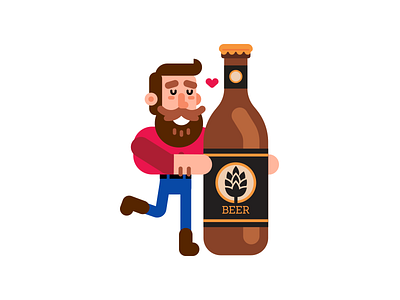 Love Beer beard beer brewer brewery cartoon character creative cute flat fun fun funny funny icon illustration love man mascot simple sticker sweet