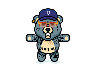 Gangster Bear animal bear cartoon character cool detroit flat fun funny gangster illustration outline tattoo