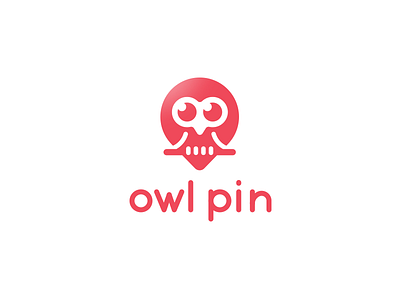 Owl Pin logo design animal cartoon creative cute design flat fun funny icon illustration logo logo brand mark mascot minimal monochrome owl pin simple sweet symbol