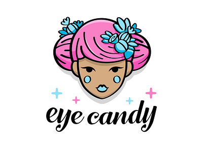 Eye Candy - clothing brand boho chic candy cartoon clothes face feminine flat girl illustration logo brand mark outline sexy