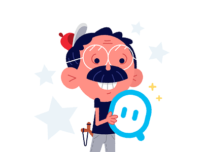 Starting To Be Old But Feel Young birthday cartoon character creative cute design face flat freelance funny graphic design happy illustration logo man mascot mustache old sweet young