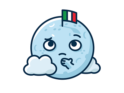 Confused Moon - Funny Meteo Character Icon cartoon character children clipart cloud cute emoji emoticon face flag flat funny icon illustration italy logo mascot outline sticker sweet
