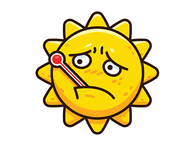 Fever Sun - Funny Meteo Character Icon cartoon cartoon comic character creative cute emoji emoticon face fever flat funny icon illustration logo mascot outline sun sunny sweet weather