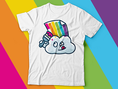Fake Rainbow Shirt Design cartoon character cloud cmyk creative cute fake flat funny icon illustration logo mascot outline print rainbow shirt sticker sweet t shirt