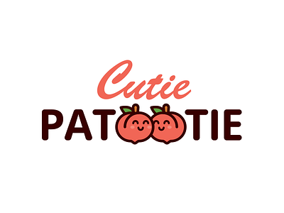 Cutie Patootie Logo Design adorable brand cartoon children clothes shop cute flat fruit funny icon illustration kawaii kids logo mark mascot outline peach sweet vector