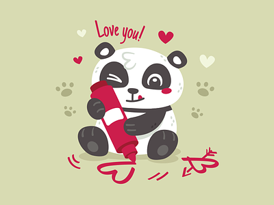 Panda Valentine's Day Dribbble animal artist cartoon character clipart creative cute flat funny graphic heart illustration kawaii love mascot panda sticker sweet valentines day vector